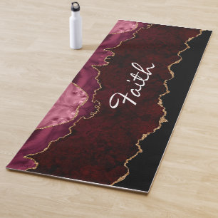 Personalisiertes Gold und Burgund Agate Yoga Mat Yogamatte