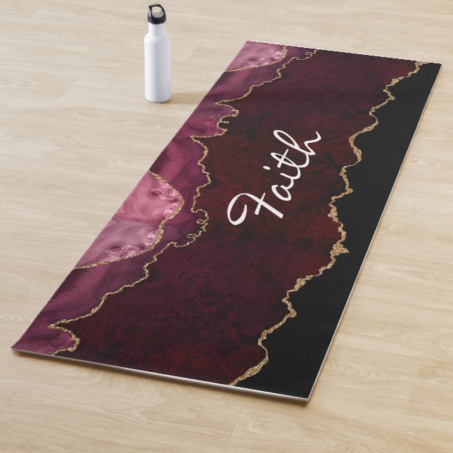 Personalisiertes Gold und Burgund Agate Yoga Mat Yogamatte (Beispiel)