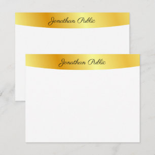Personalisiertes Gold und Weiß Elegantes handgesch Mitteilungskarte