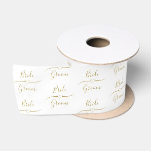 Personalisiertes Gold und Weiße Braut Satinband