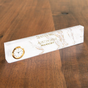 Personalisiertes Gold und weißes Marmor Namensplakette