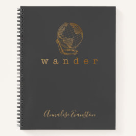 Personalisiertes Gold Vintag Globe Reiseabenteuer Notizbuch