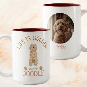 Personalisiertes Golden Doodle Leben ist golden Fo Zweifarbige Tasse