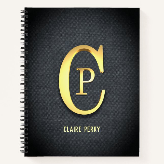 Personalisiertes Golden Initials Notebook Notizbuch (Vorderseite)