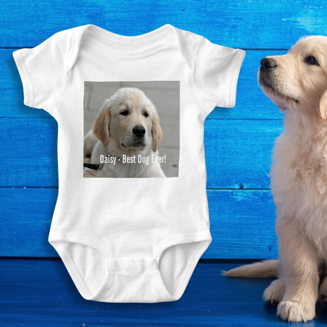 Personalisiertes Golden Retriever Hund Foto und Na Baby Strampler (Von Creator hochgeladen)