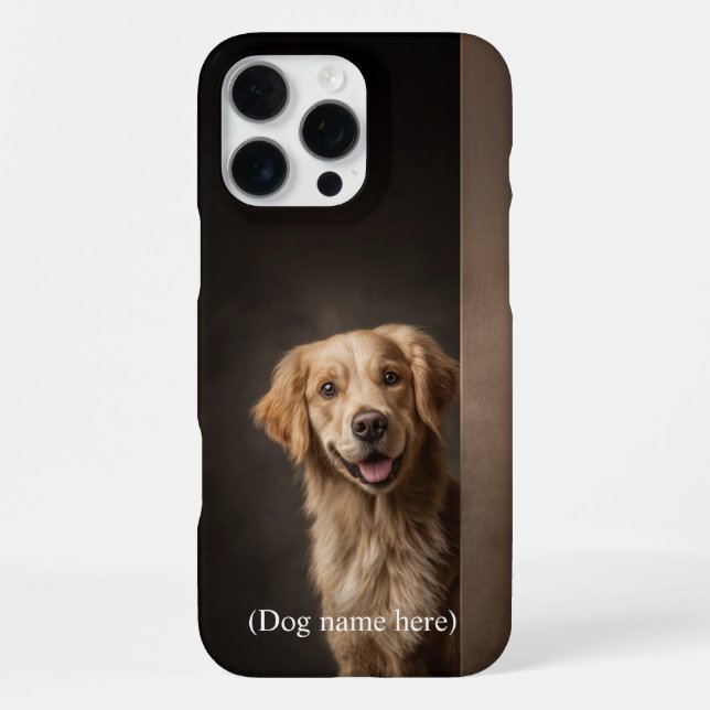 Personalisiertes Golden Retriever-Porträt iPhone 16 Pro Max Hülle (Rückseite)