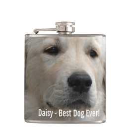 Personalisiertes goldener Retriever-HundeFoto und Flachmann