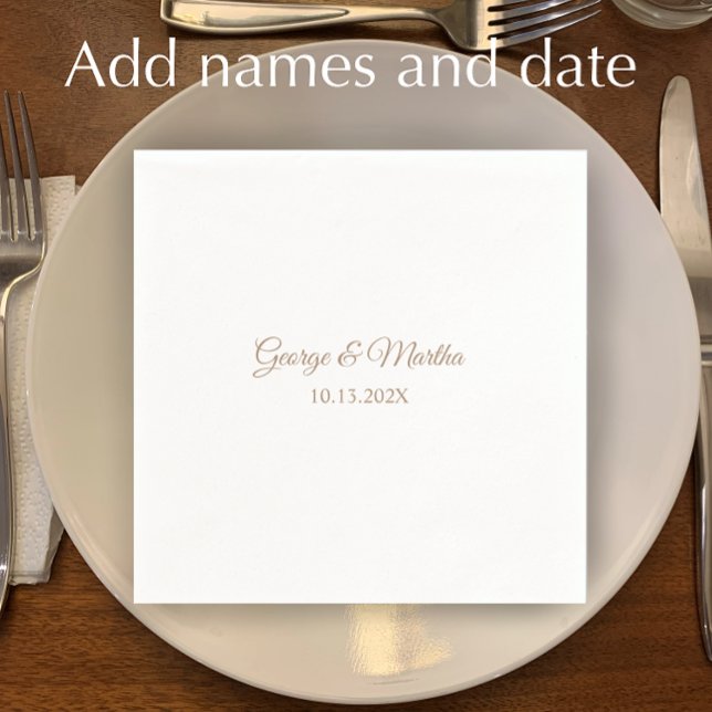 Personalisiertes Goldenes 50-jähriges Hochzeitssze Serviette (Add couple’s names and date for elegant simple custom napkins. 
)