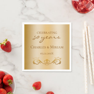 Personalisiertes Goldenes 50-jähriges Hochzeitssze Serviette