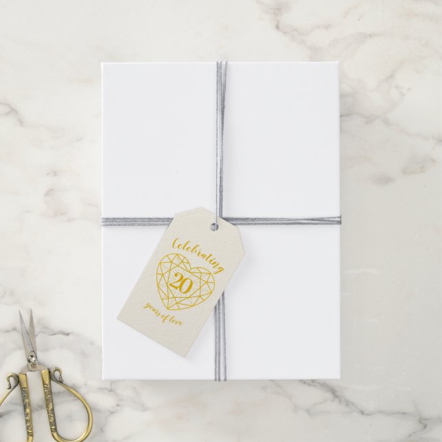 Personalisiertes goldenes Diamant 20. Juwel Geschenkanhänger (Mit Garn)