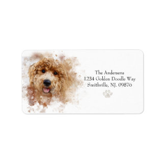 Personalisiertes Goldenes Doodle Adressaufkleber