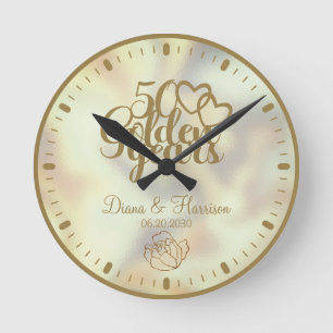 Personalisiertes goldenes Geschenk zum 50. Hochzei Runde Wanduhr