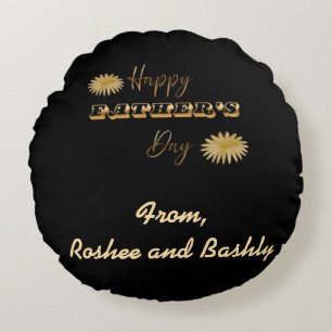 Personalisiertes goldenes Happy Father's Day-Gesch Rundes Kissen