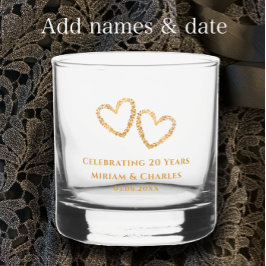 Personalisiertes Goldenes Herz 20. Hochzeitstag Whiskyglas