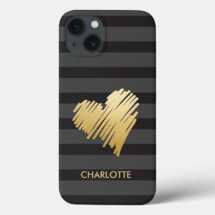 Personalisiertes goldenes Herz Case-Mate iPhone Hülle