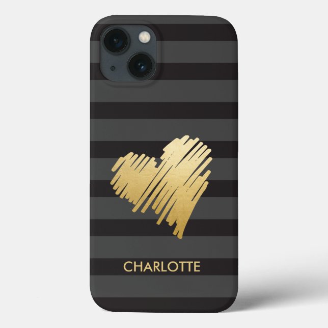 Personalisiertes goldenes Herz Case-Mate iPhone Hülle (Rückseite)