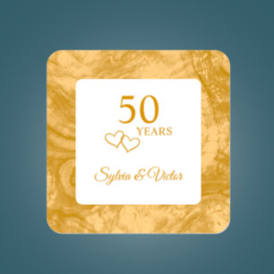 Personalisiertes Goldenes Holz 50 Jahre alt Quadratischer Aufkleber