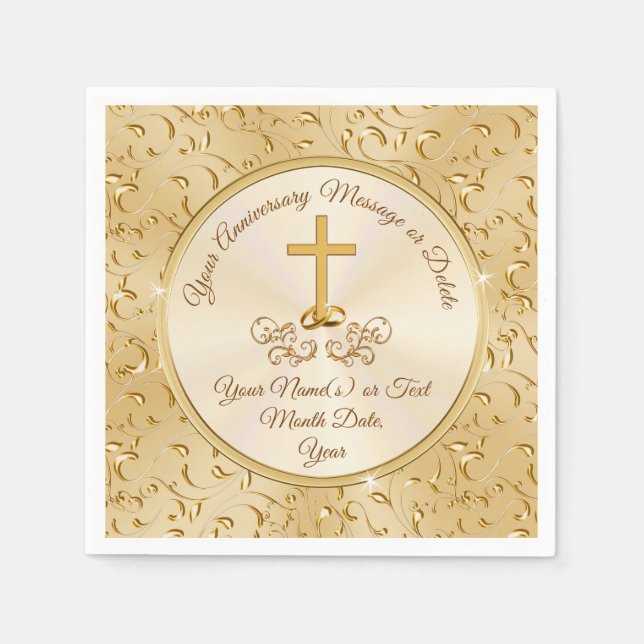 Personalisiertes Goldenes Jubiläum Napkins Text Serviette (Vorderseite)