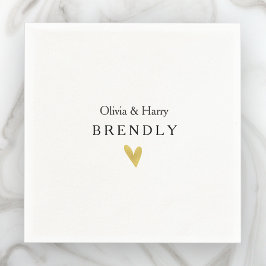 Personalisiertes Goldherz Hochzeitspapier Napkins Serviette