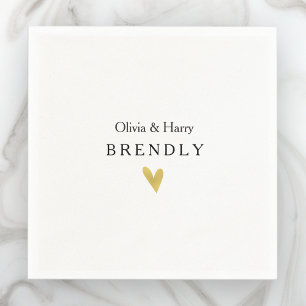 Personalisiertes Goldherz Hochzeitspapier Napkins Serviette