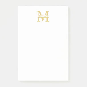 Personalisiertes Goldmonogramm und Name Post-it Klebezettel