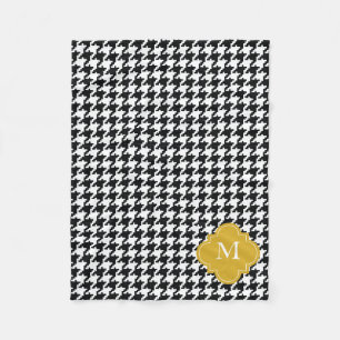 Personalisiertes GoldSchwarz-weißes Fleecedecke