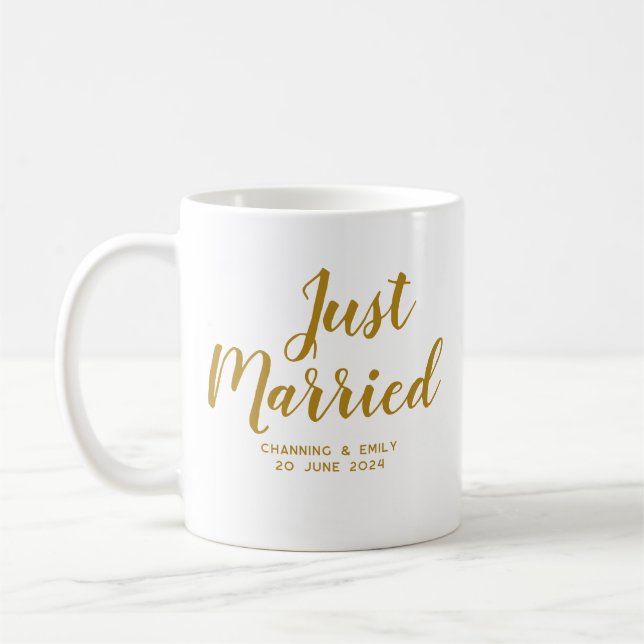 Personalisiertes goldSkript nur verheiratet Kaffeetasse (Links)