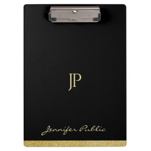 Personalisiertes Goldtext-Name-Monogramm modern Klemmbrett