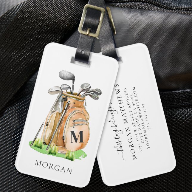 Personalisiertes Golf Bag Monogram Gepäckanhänger (Personalized Golf Bag Monogram Luggage Tag)