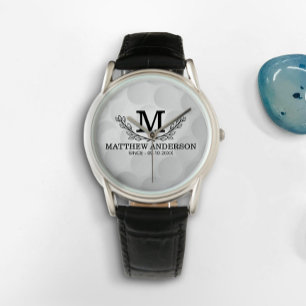 Personalisiertes Golf Ball Muster Name Monogramm A Armbanduhr