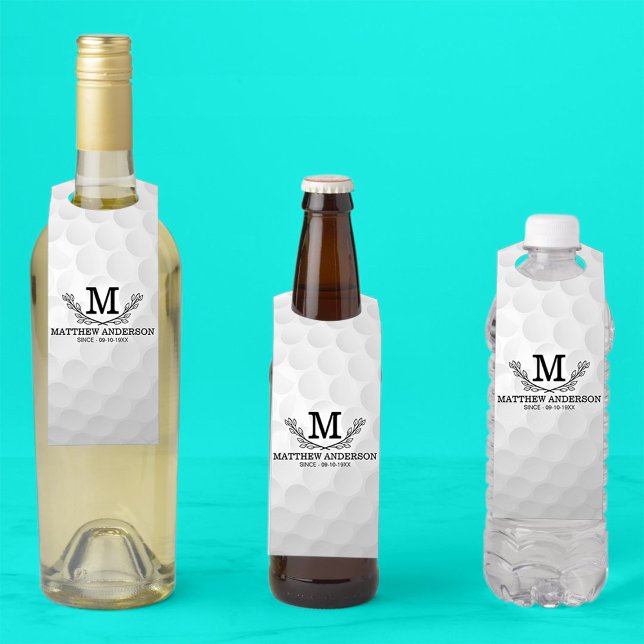 Personalisiertes Golf Ball Muster Name Monogramm A Flaschenanhänger (Von Creator hochgeladen)