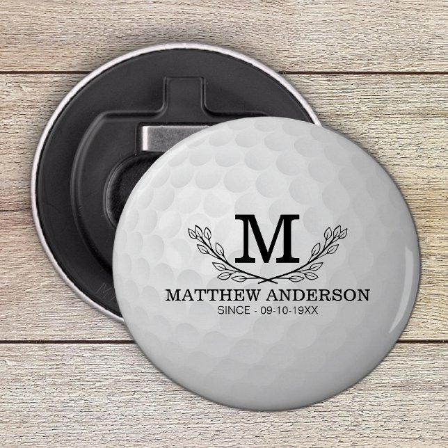 Personalisiertes Golf Ball Muster Name Monogramm A Flaschenöffner (Von Creator hochgeladen)