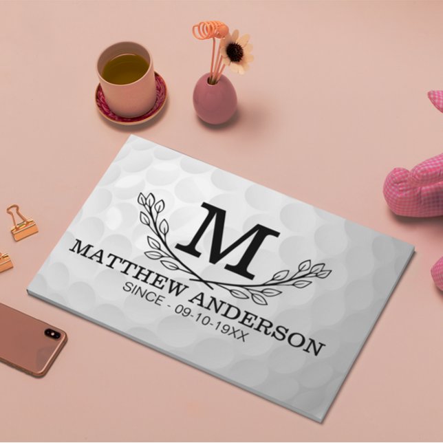 Personalisiertes Golf Ball Muster Name Monogramm A Gästebuch (Von Creator hochgeladen)