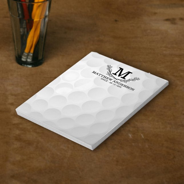Personalisiertes Golf Ball Muster Name Monogramm A Notizblock (Von Creator hochgeladen)