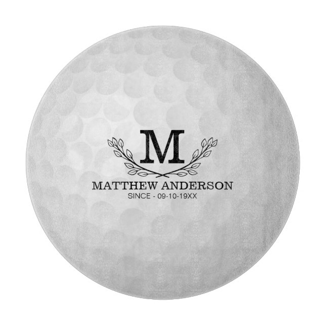 Personalisiertes Golf Ball Muster Name Monogramm A Schneidebrett (Vorderseite)