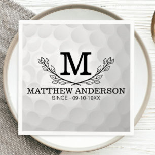 Personalisiertes Golf Ball Muster Name Monogramm A Serviette