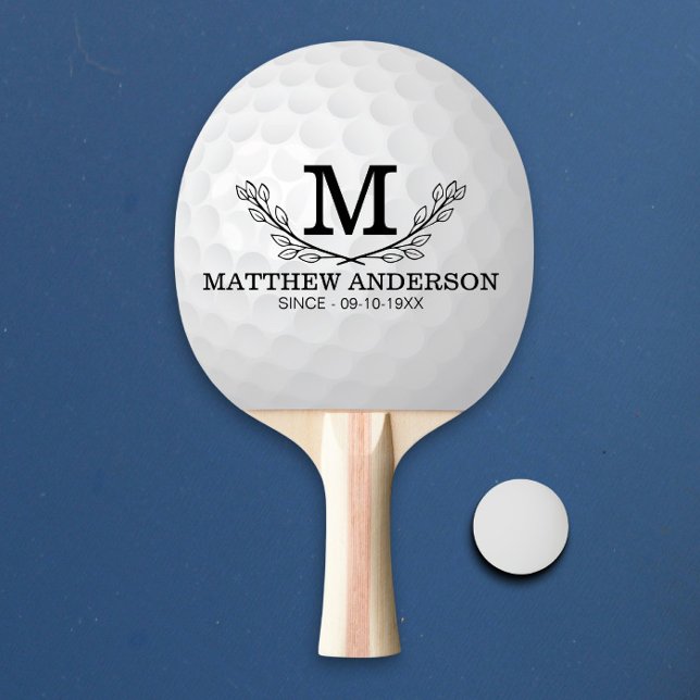 Personalisiertes Golf Ball Muster Name Monogramm A Tischtennis Schläger (Von Creator hochgeladen)