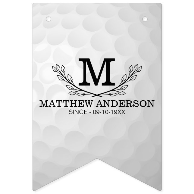 Personalisiertes Golf Ball Muster Name Monogramm A Wimpelkette (Erste Fahne)