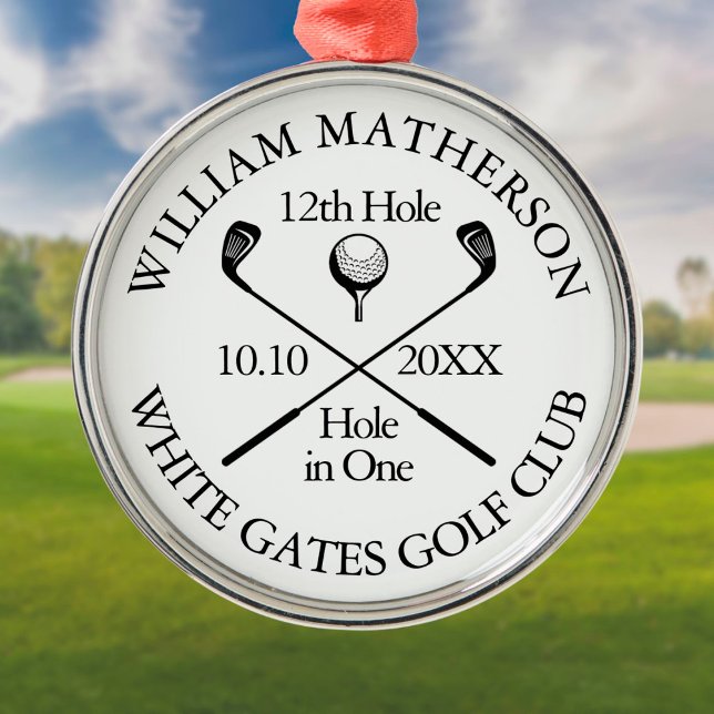 Personalisiertes Golf Hole in One Award Ornament Aus Metall (Von Creator hochgeladen)