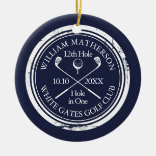 Personalisiertes Golf-Loch-in-Eins-Andenken Marine Keramik Ornament