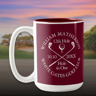 Personalisiertes Golf-Loch-in-Eins in Burgunderrot Zweifarbige Tasse