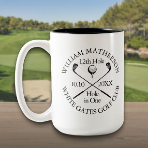 Personalisiertes Golf-Loch-in-Eins Modern Classic Zweifarbige Tasse