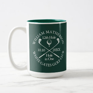 Personalisiertes Golf-Loch-in-Eins Smaragdgrün Zweifarbige Tasse