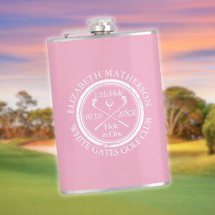 Personalisiertes Golf Loch in One Rosa Damenstil Flachmann