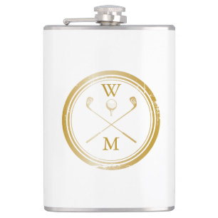 Personalisiertes Golf mit Gold-Monogramm Flachmann
