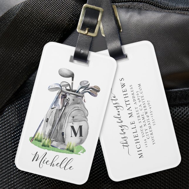 Personalisiertes Golf-Monogramm Gepäckanhänger (Personalized Monogram Golf Bag Luggage Tag)
