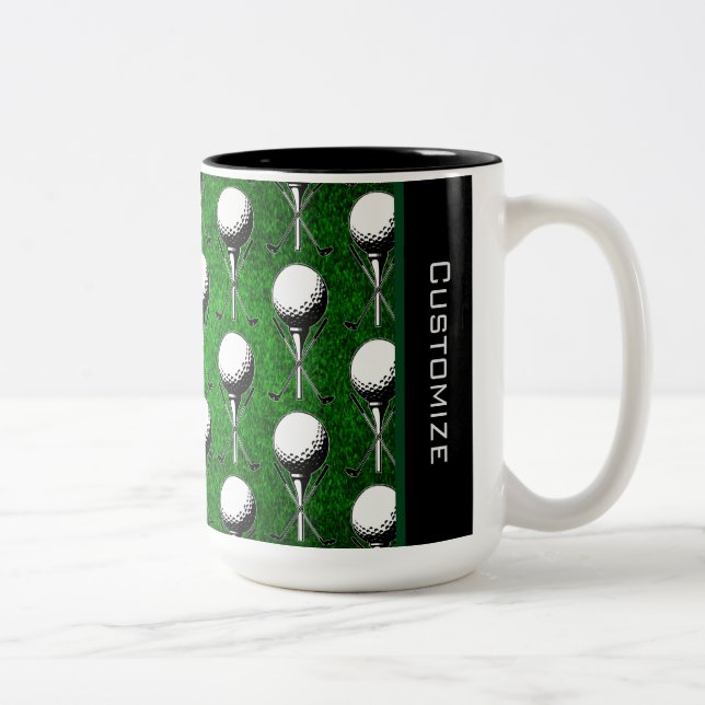 Personalisiertes Golf T-Shirt Grass Green Zweifarbige Tasse (Rechts)