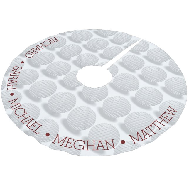 Personalisiertes Golfball-Muster Polyester Weihnachtsbaumdecke (Schrägansicht)