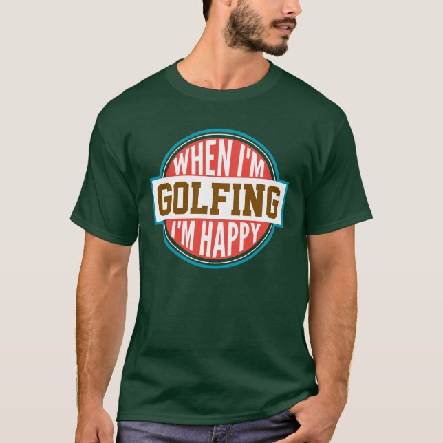 Personalisiertes Golfeln Lover White Text Red Circ T-Shirt (Vorderseite)