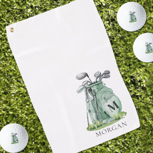 Personalisiertes Golfer-Grün-Monogramm Golfhandtuch